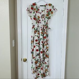 Floral Scobe Maxi Wrap Dress